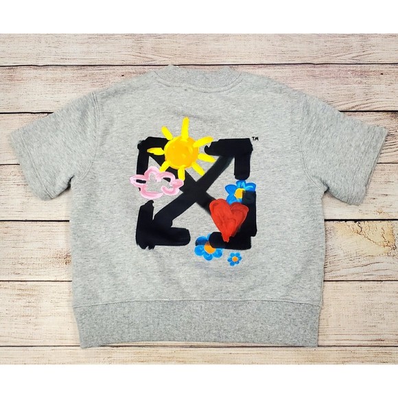 Off-White Kids Graphic Sun & Peace Logo Print High Neck Tee Sweatshirt S… - Picture 4 of 9